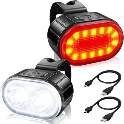 2x Lampka Rowerowa Światło Przód Tył LED Na Rower Kierownicę Mocna USB - obrazek 11