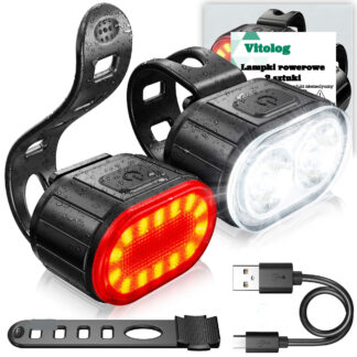 2x Lampka Rowerowa Światło Przód Tył LED Na Rower Kierownicę Mocna USB