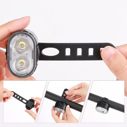 2x Lampka Rowerowa Światło Przód Tył LED Na Rower Kierownicę Mocna USB - obrazek 12