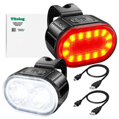 2x Lampka Rowerowa Światło Przód Tył LED Na Rower Kierownicę Mocna USB - obrazek 13