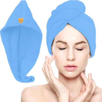 Ręcznik Turban do Suszenia Włosów na Głowę z Mikrofibry Szybkoschnący Duży - obrazek 8