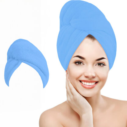 Ręcznik Turban do Suszenia Włosów na Głowę z Mikrofibry Szybkoschnący Duży - obrazek 7