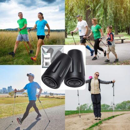 Gumowe Końcówki na Kijki do Nordic Walking Okrągłe Nakładki do Kijów Para - obrazek 2