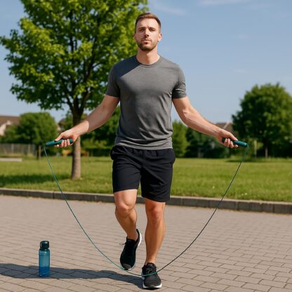 Skakanka Bokserska Crossfit Treningowa z Łożyskiem Regulowana do Ćwiczeń 3m - obrazek 4