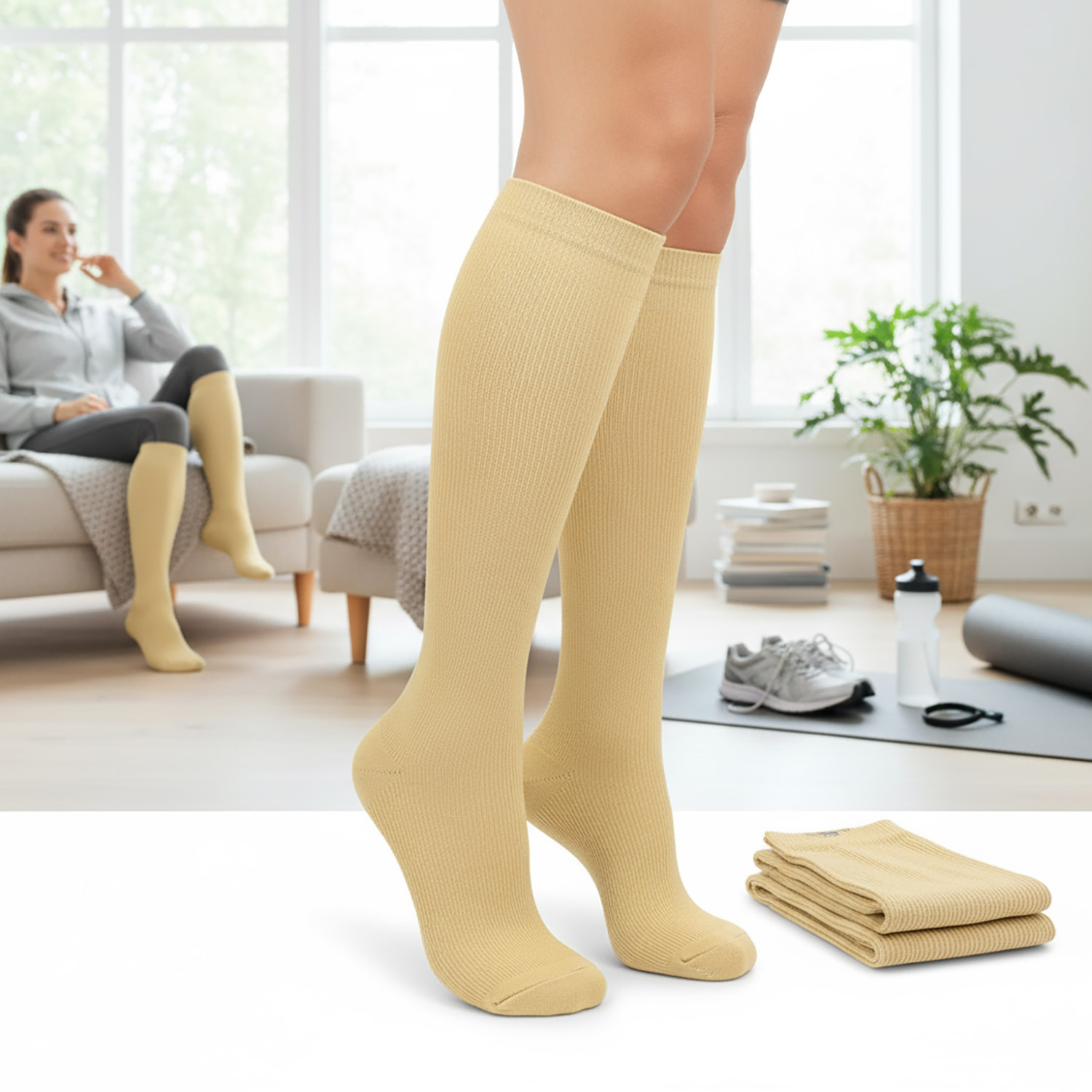 3-pack Podkolanówki Skarpety Kompresyjne Uciskowe Do Biegania Samolotu Przeciw Żylakowe Na Żylaki Kolanówki S/M 8 3-pack Podkolanówki Skarpety Kompresyjne Uciskowe Do Biegania Samolotu Przeciw Żylakowe Na Żylaki Kolanówki S/M - obrazek 8