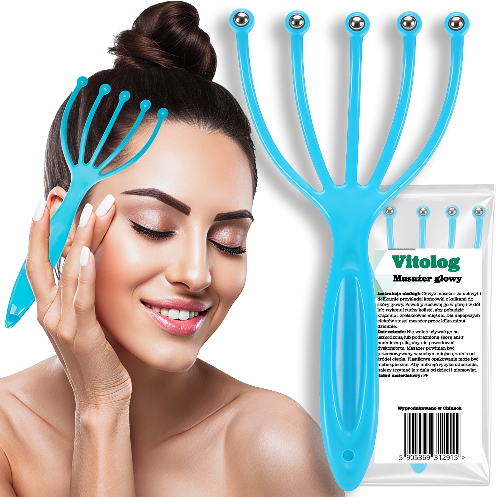 Masażer Ajurwedyjski do Skóry Głowy Włosów Wcierki Drapaczka Grabki Ręczny 1 Masażer Ajurwedyjski do Skóry Głowy Włosów Wcierki Drapaczka Grabki Ręczny