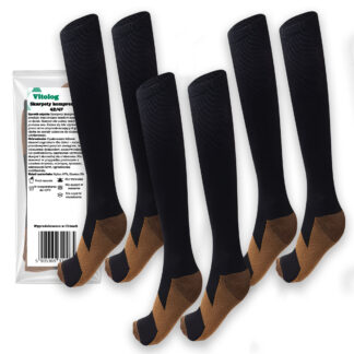 3-pack Podkolanówki Skarpety Kompresyjne Uciskowe Do Biegania Samolotu Przeciw Żylakowe Na Żylaki Kolanówki 42-47