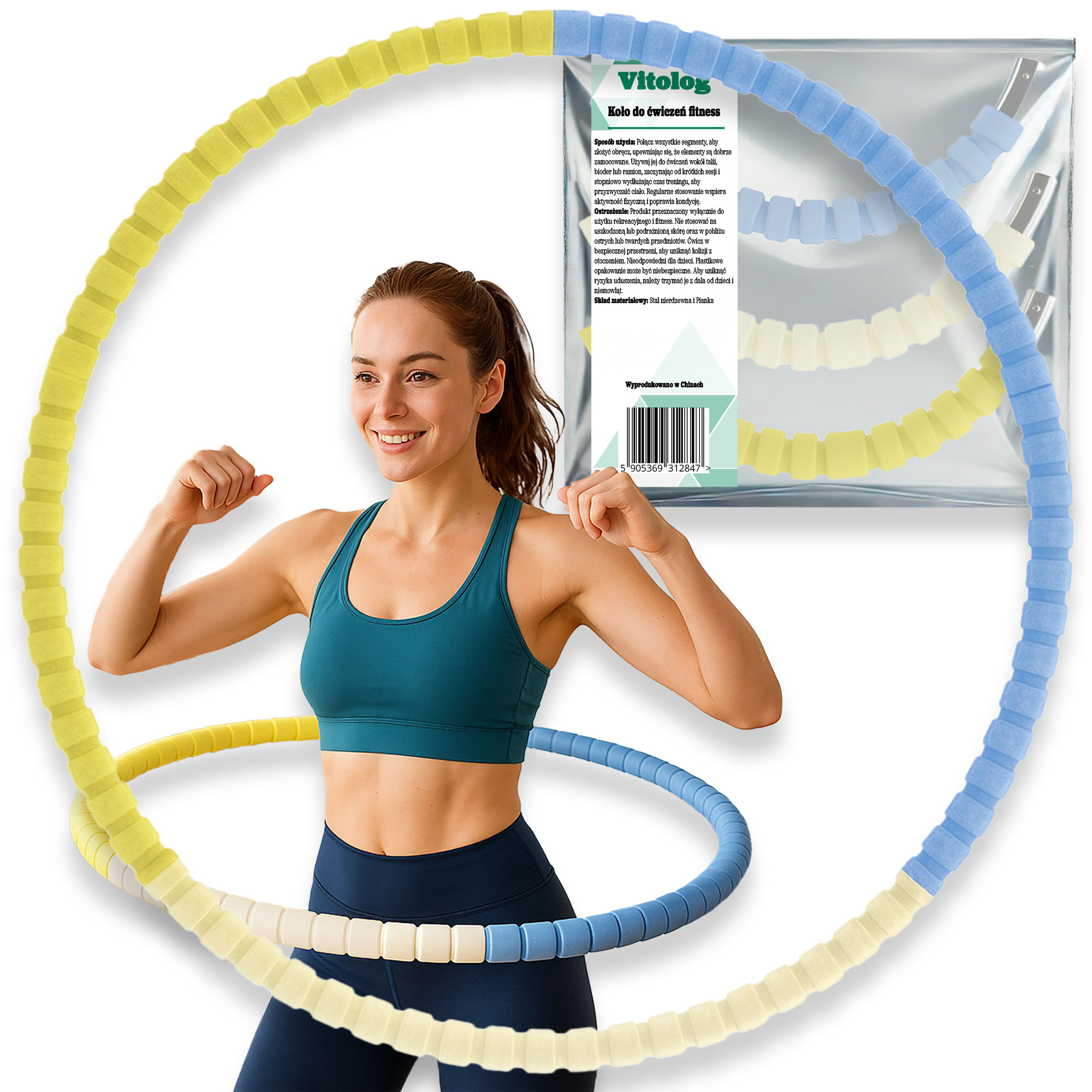 Hula Hop do Ćwiczeń Fitness na Brzuch Składane Koło Odchudzające Masujące 1 Hula Hop do Ćwiczeń Fitness na Brzuch Składane Koło Odchudzające Masujące