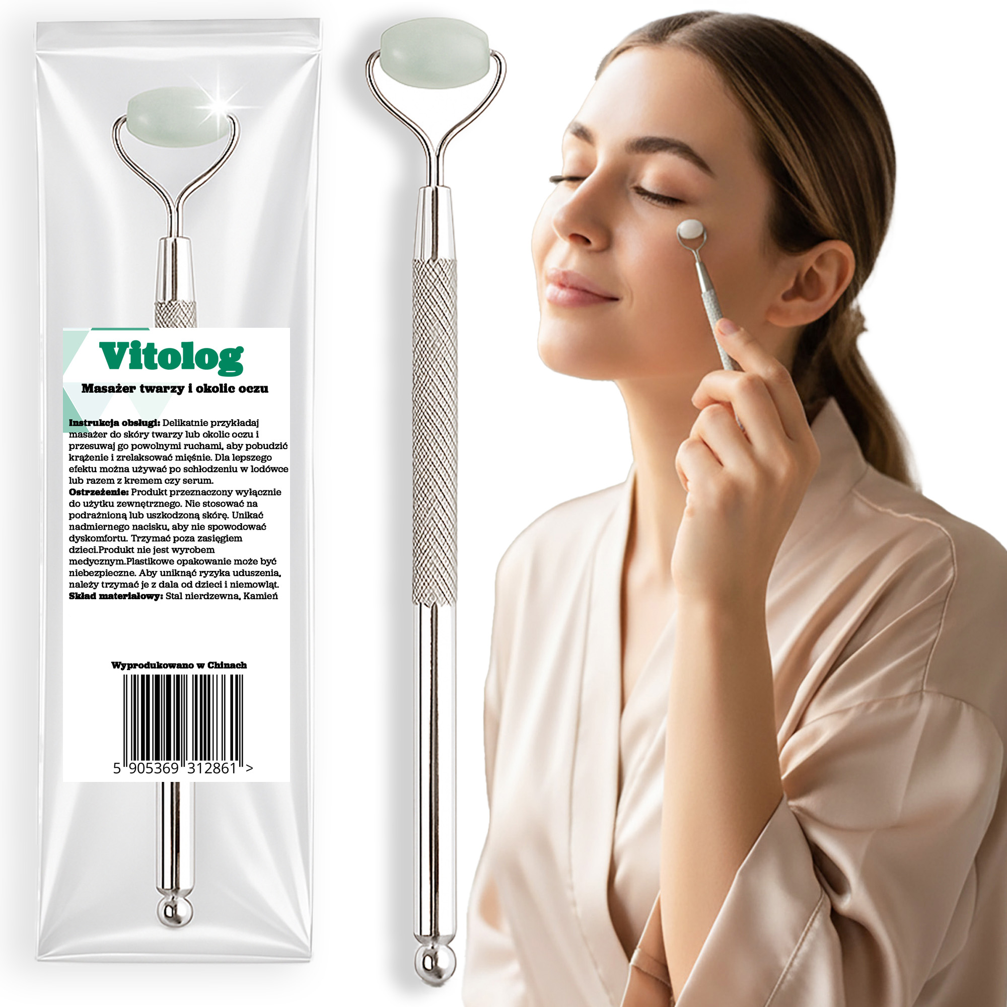 Mini Masażer do Twarzy Szyi Podbródka Ust pod Oczy Roller Rolka Gua Sha 1 Mini Masażer do Twarzy Szyi Podbródka Ust pod Oczy Roller Rolka Gua Sha