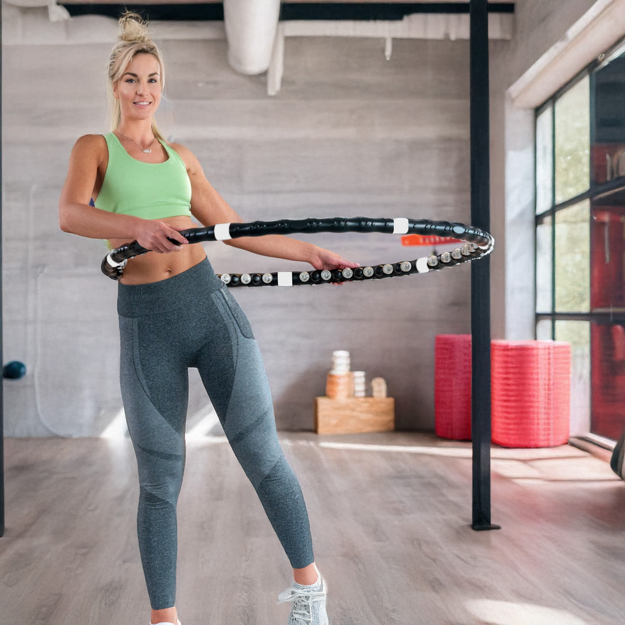 Hula Hop Z Wypustkami Odchudzający Fitness Do Ćwiczeń Na Brzuch Z Masażerem 3 Hula Hop Z Wypustkami Odchudzający Fitness Do Ćwiczeń Na Brzuch Z Masażerem - obrazek 3