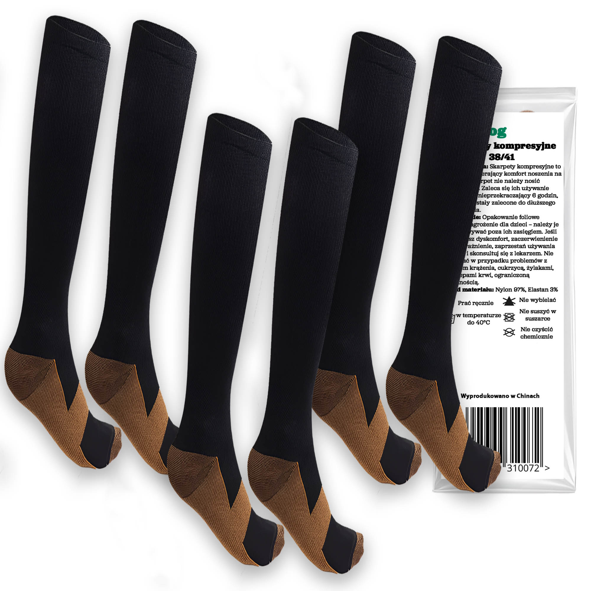 3-pack Podkolanówki Skarpety Kompresyjne Uciskowe Do Biegania Samolotu Przeciw Żylakowe Na Żylaki Kolanówki 38-41 1 3-pack Podkolanówki Skarpety Kompresyjne Uciskowe Do Biegania Samolotu Przeciw Żylakowe Na Żylaki Kolanówki 38-41