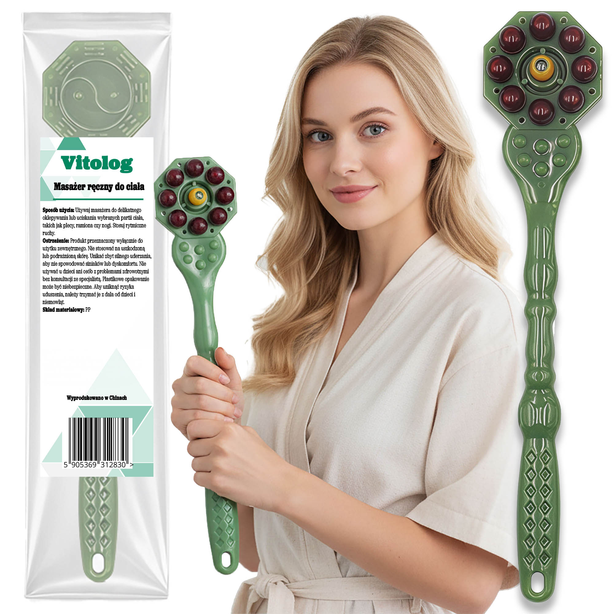 Masażer do Akupresury Masowania Pleców Karku Szyi Ciała Nóg Stóp Drapaczka 1 Masażer do Akupresury Masowania Pleców Karku Szyi Ciała Nóg Stóp Drapaczka