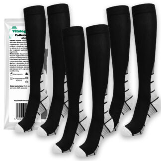 3 pack Kompresyjne Podkolanówki Skarpety Uciskowe Przeciwżylakowe na Żylaki Długie L/XL