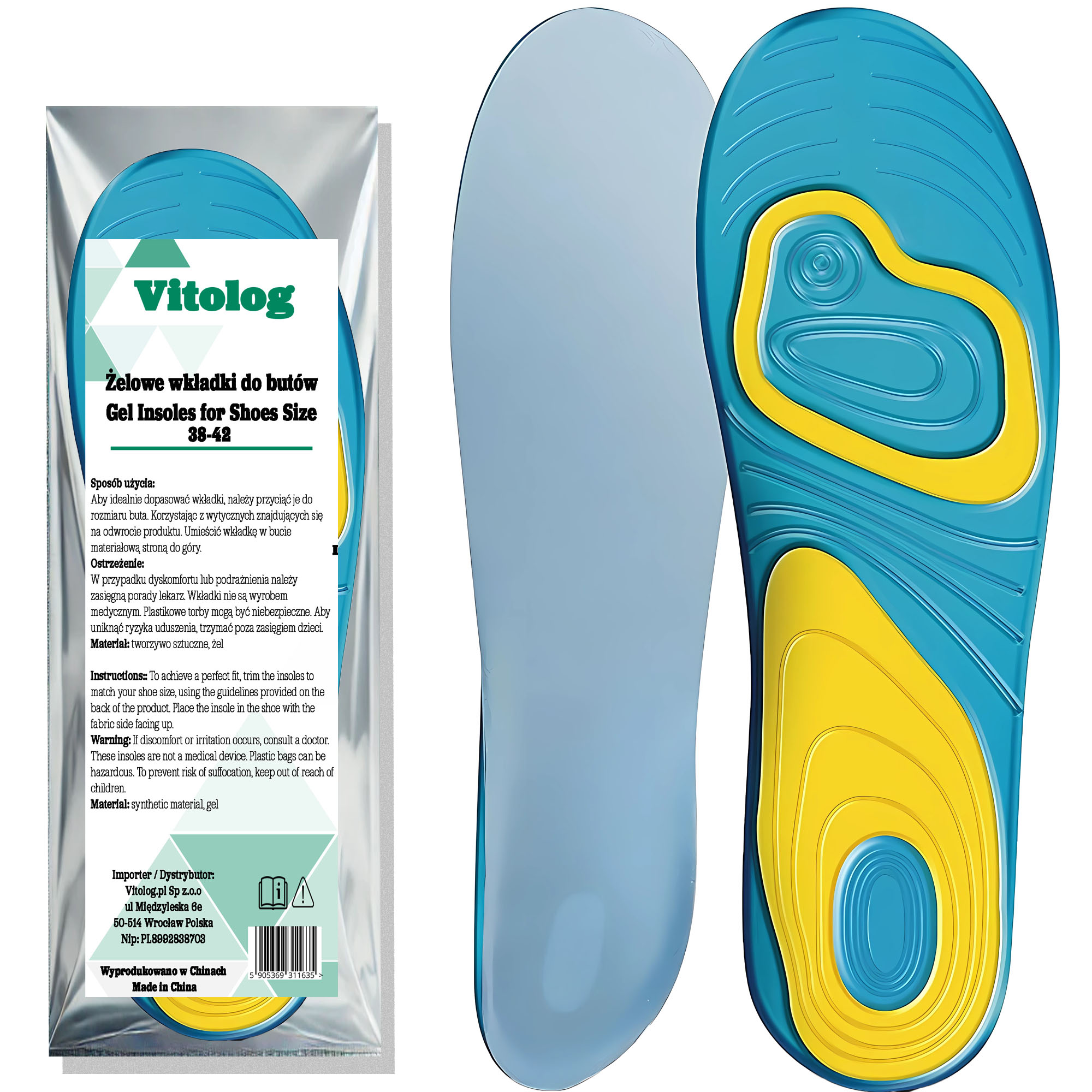 Wkładki Żelowe Ortopedyczne do Butów Przeciwpotne na Ostrogę Piętową 1 Wkładki Żelowe Ortopedyczne do Butów Przeciwpotne na Ostrogę Piętową