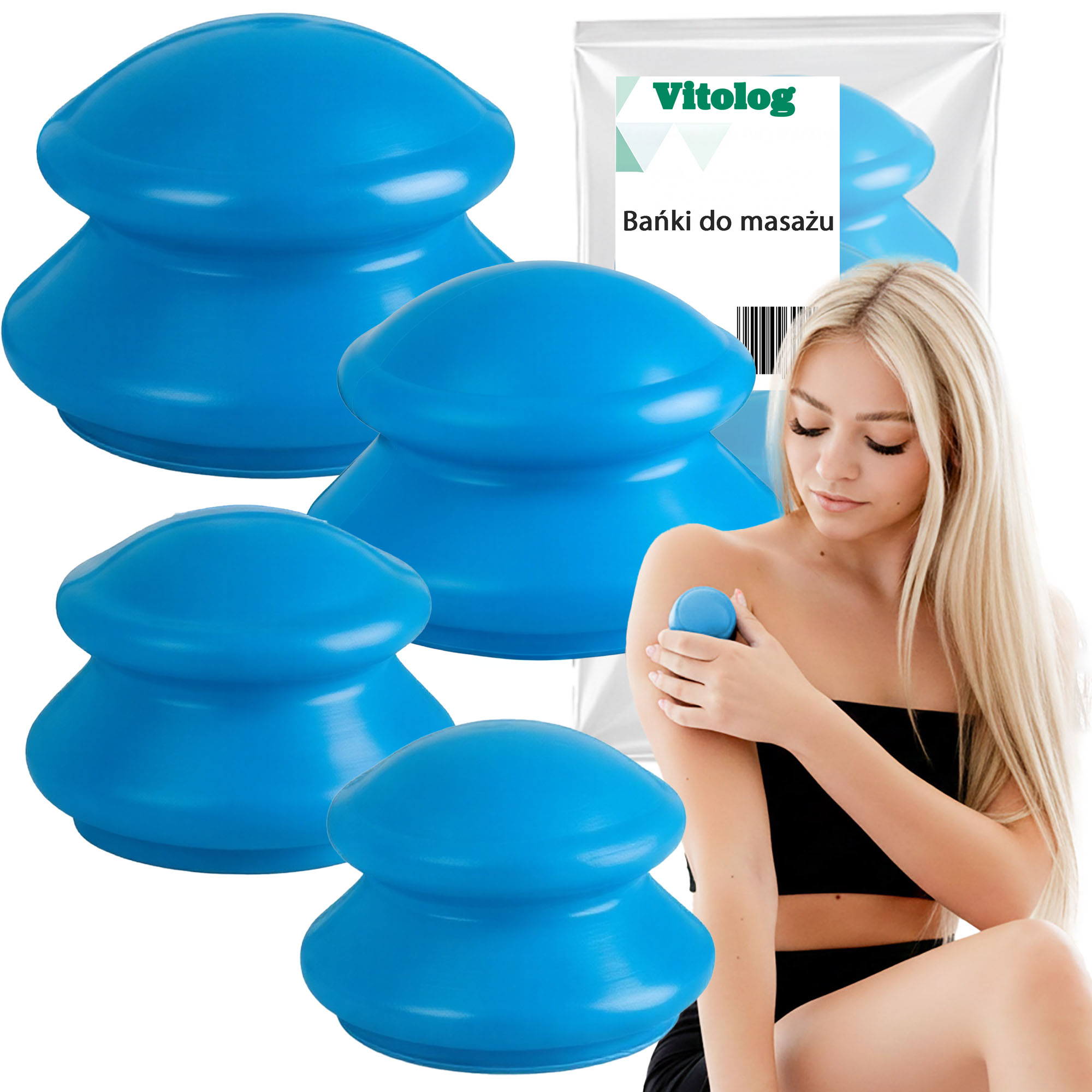 Bańki Chińskie Gumowe Próżniowe Bezogniowe do Masażu na Cellulit 4 sztuki 1 Bańki Chińskie Gumowe Próżniowe Bezogniowe do Masażu na Cellulit 4 sztuki