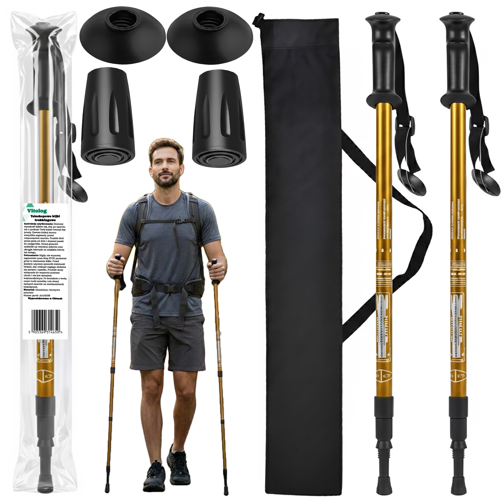Kijki Trekkingowe Kije Nordic Walking do Chodzenia po Górach Składane Pokrowiec Akcesoria + Pokrowiec 1 Kijki Trekkingowe Kije Nordic Walking do Chodzenia po Górach Składane Pokrowiec Akcesoria + Pokrowiec
