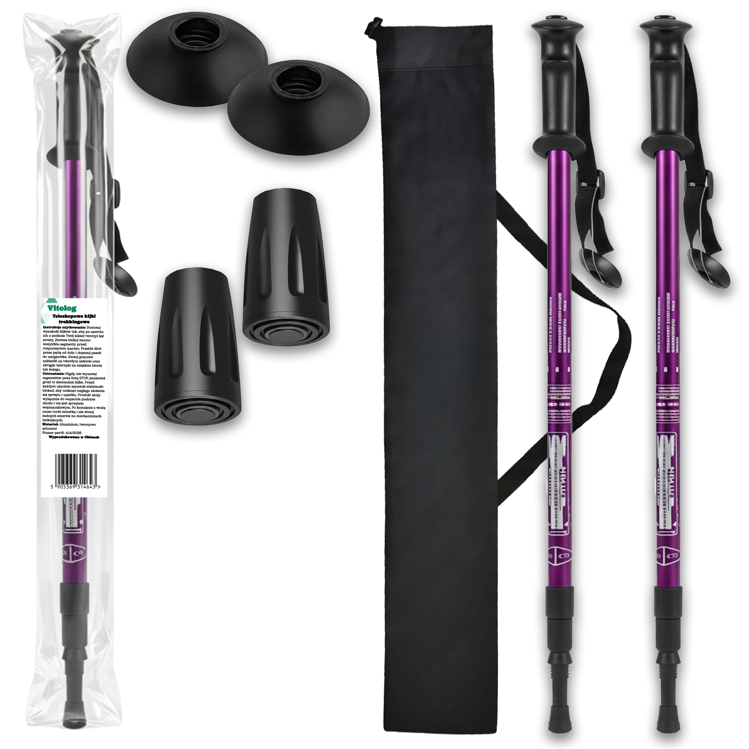 Kijki Trekkingowe Kije Nordic Walking do Chodzenia po Górach Składane Pokrowiec Akcesoria + Pokrowiec 12 Kijki Trekkingowe Kije Nordic Walking do Chodzenia po Górach Składane Pokrowiec Akcesoria + Pokrowiec - obrazek 12