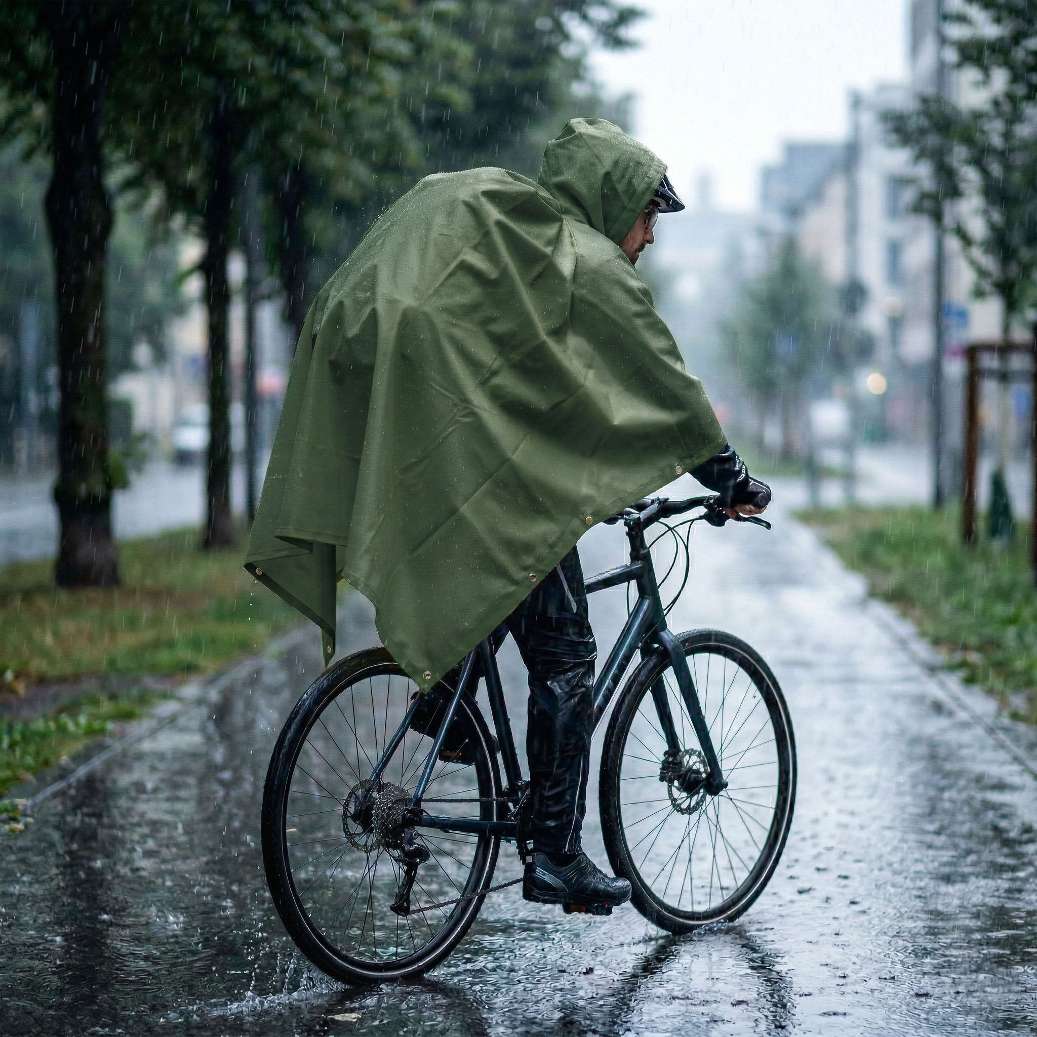 Płaszcz Przeciwdeszczowy Peleryna Ponczo z Kapturem Damski Męski Duży z Daszkiem i Kieszenią 4 Płaszcz Przeciwdeszczowy Peleryna Ponczo z Kapturem Damski Męski Duży z Daszkiem i Kieszenią - obrazek 4