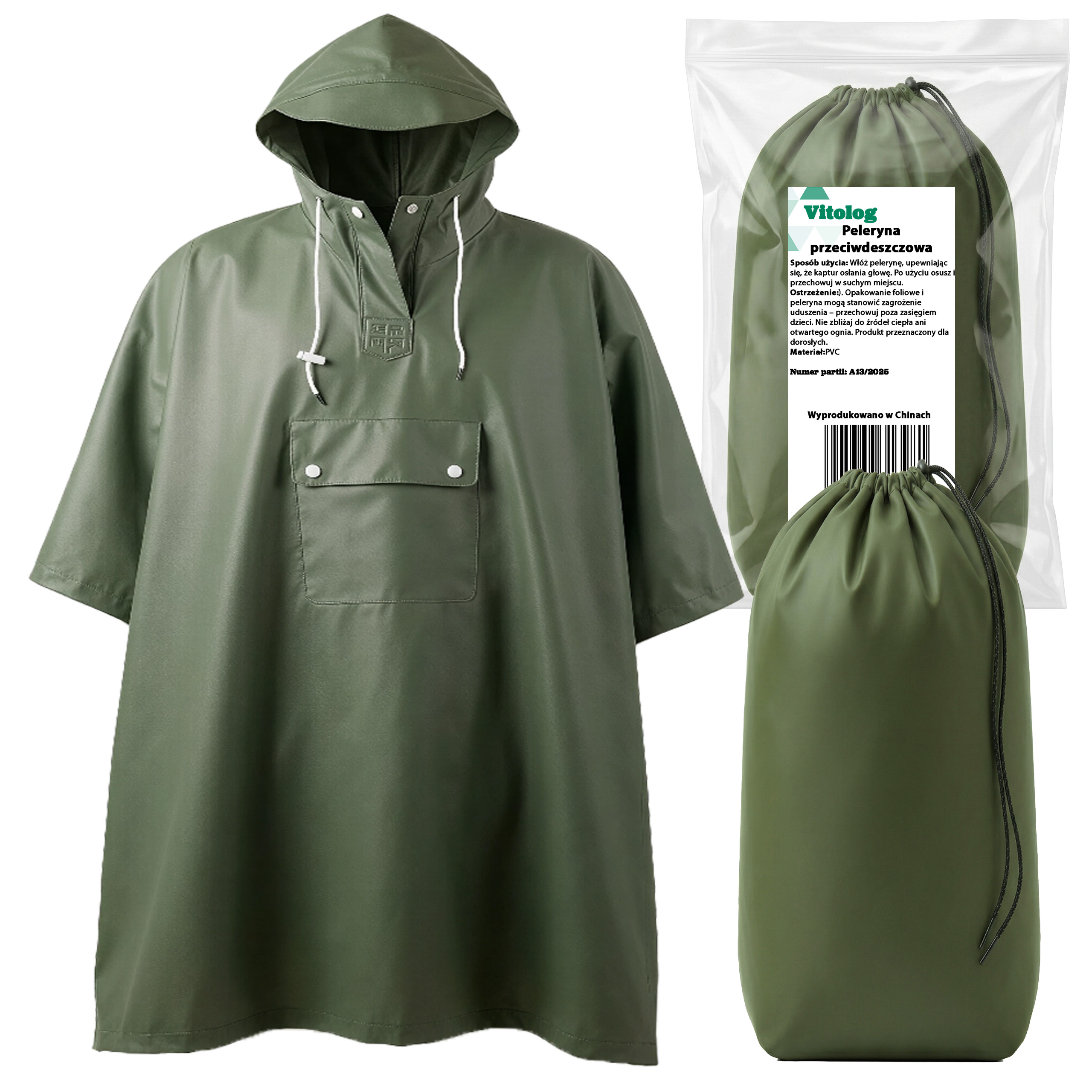 Płaszcz Przeciwdeszczowy Peleryna Ponczo z Kapturem Damski Męski Duży z Daszkiem i Kieszenią 1 Płaszcz Przeciwdeszczowy Peleryna Ponczo z Kapturem Damski Męski Duży z Daszkiem i Kieszenią