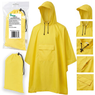 Płaszcz Przeciwdeszczowy Peleryna Ponczo z Kapturem Damski Męski Duży Żółty z Kieszenią i Daszkiem