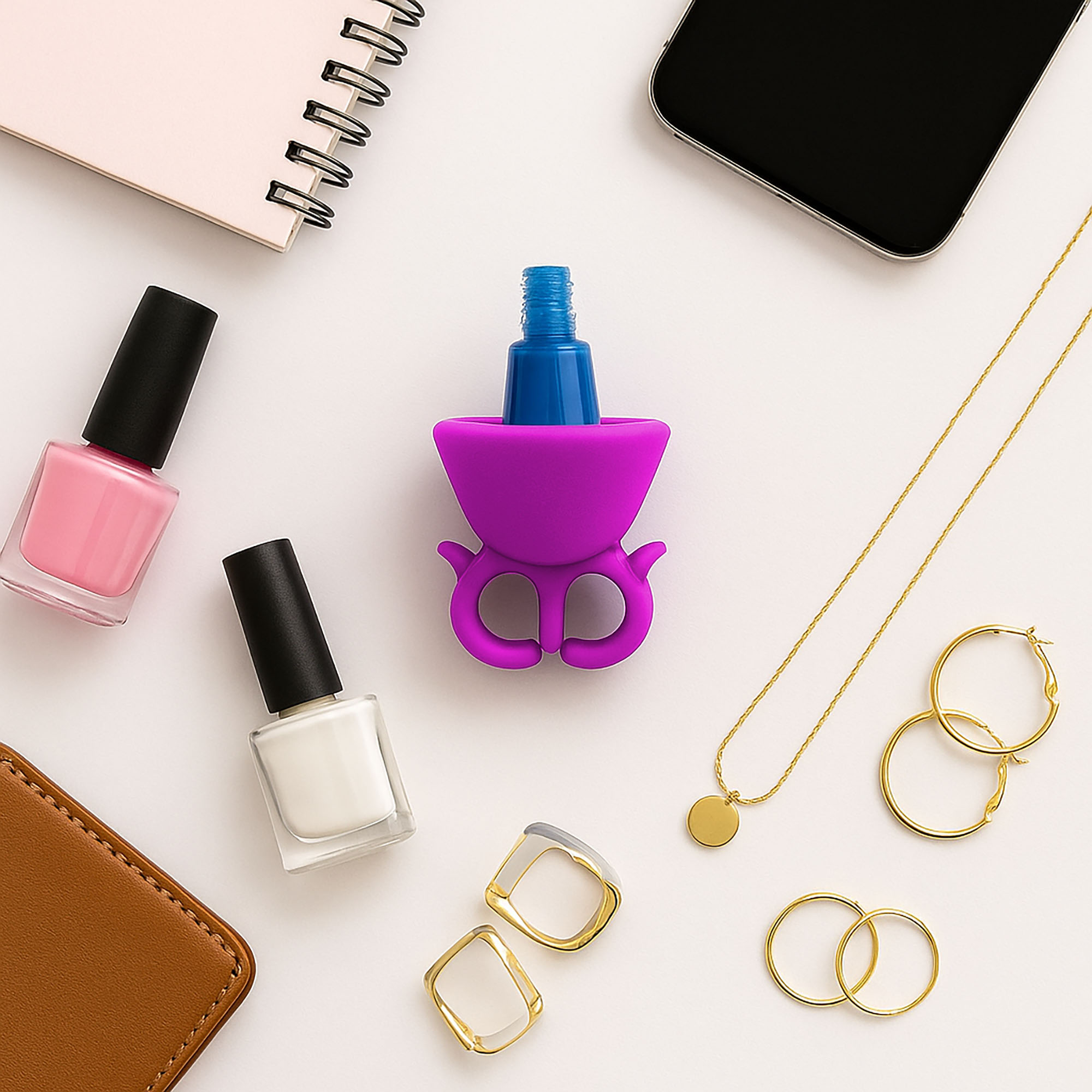 Uchwyt Na Lakier Do Paznokci Silikonowy Do Malowania Bez Rozlewania Fiolet 5 Uchwyt Na Lakier Do Paznokci Silikonowy Do Malowania Bez Rozlewania Fiolet - obrazek 5