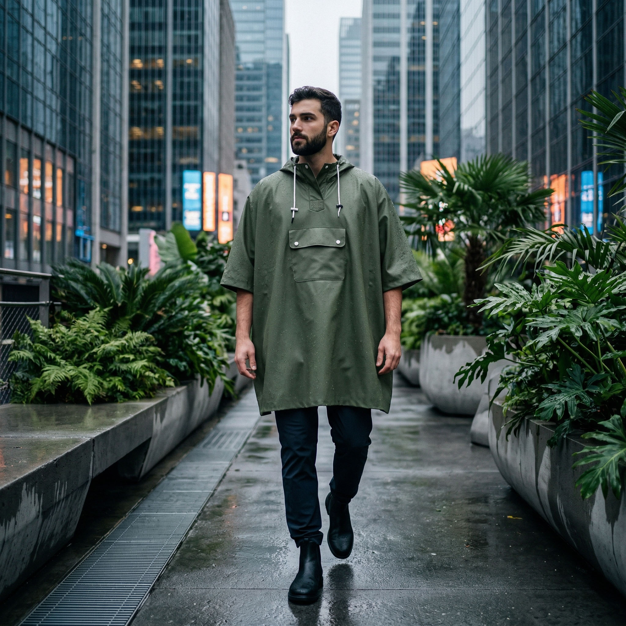 Płaszcz Przeciwdeszczowy Peleryna Ponczo z Kapturem Damski Męski Duży z Daszkiem i Kieszenią 2 Płaszcz Przeciwdeszczowy Peleryna Ponczo z Kapturem Damski Męski Duży z Daszkiem i Kieszenią - obrazek 2