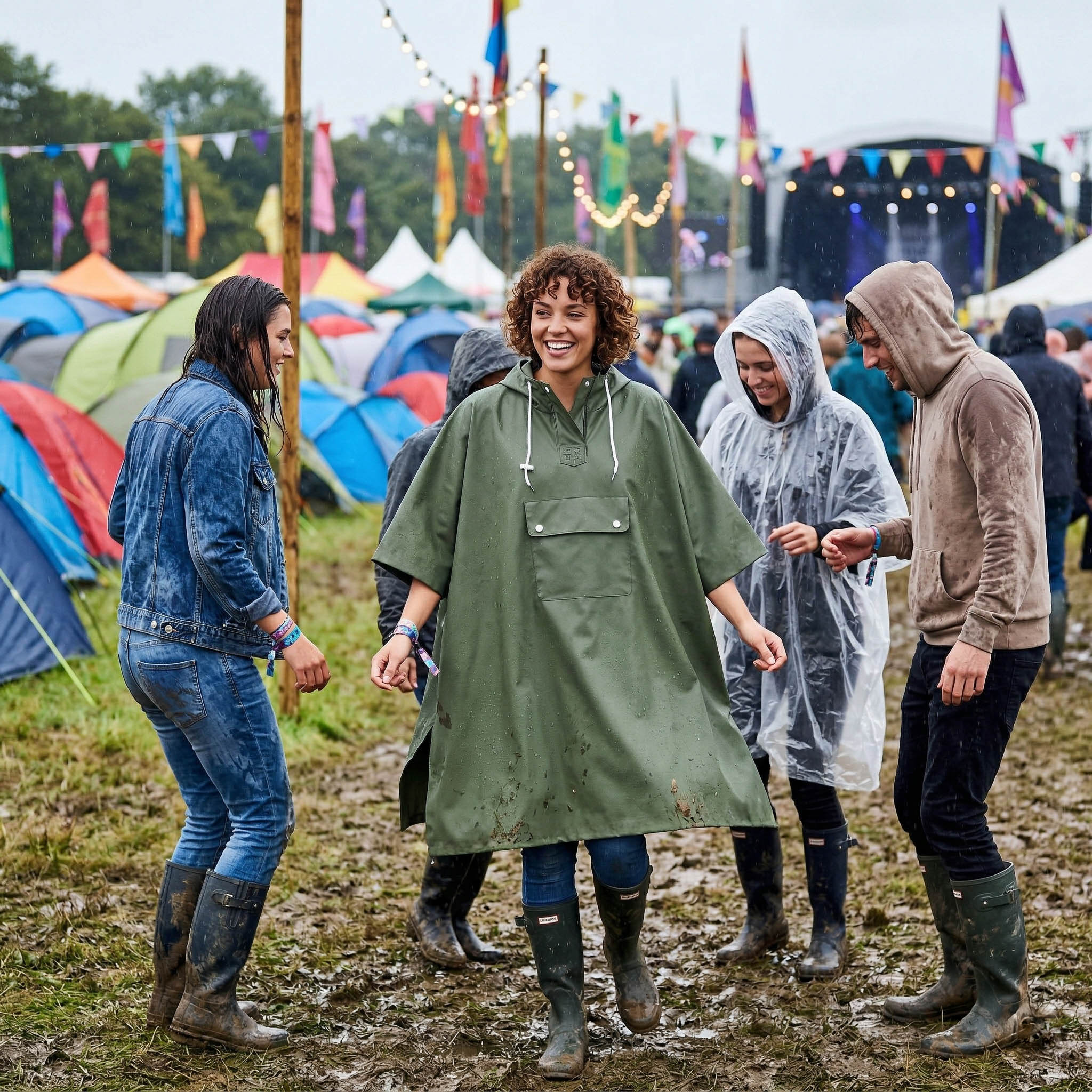 Płaszcz Przeciwdeszczowy Peleryna Ponczo z Kapturem Damski Męski Duży z Daszkiem i Kieszenią 6 Płaszcz Przeciwdeszczowy Peleryna Ponczo z Kapturem Damski Męski Duży z Daszkiem i Kieszenią - obrazek 6