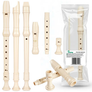 Flet Prosty Sopranowy Szkolny na Muzykę do Szkoły Nauki Grania Plastikowy + Czyścik