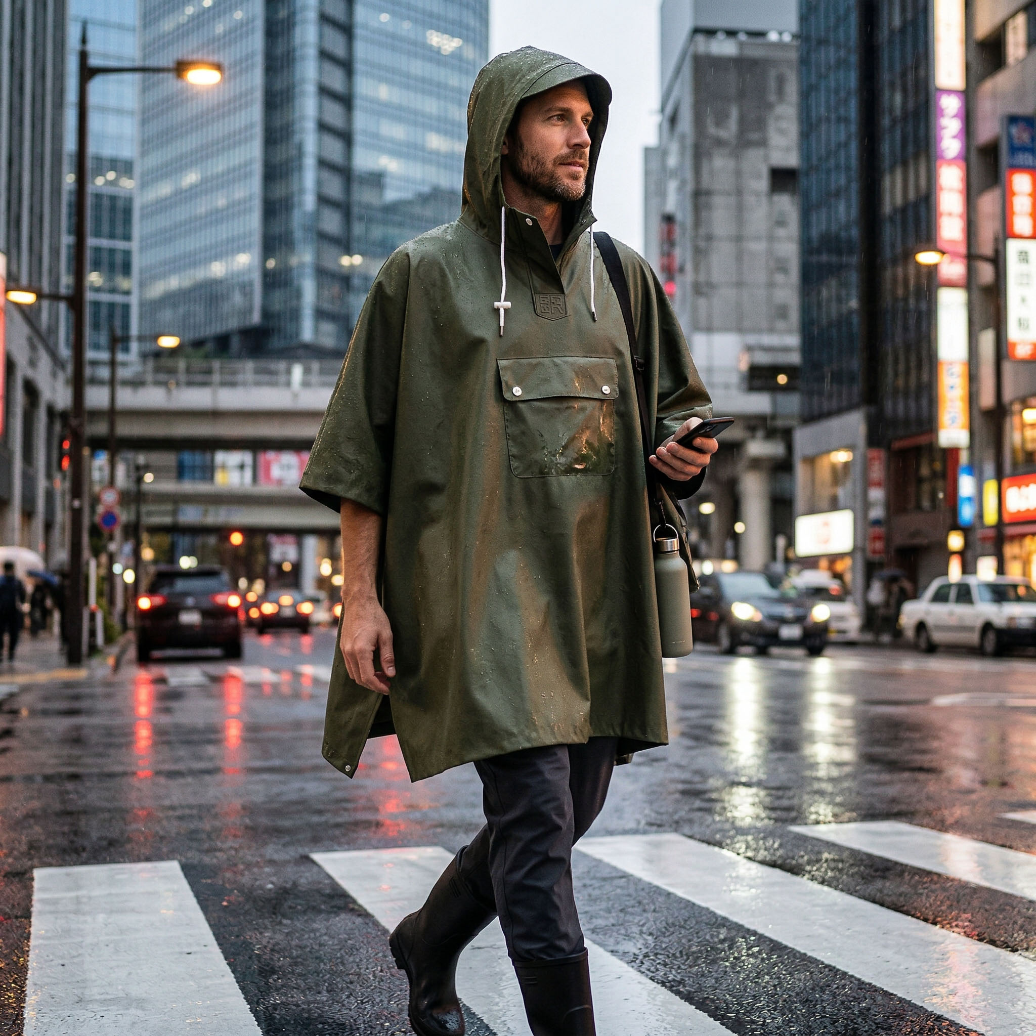 Płaszcz Przeciwdeszczowy Peleryna Ponczo z Kapturem Damski Męski Duży z Daszkiem i Kieszenią 3 Płaszcz Przeciwdeszczowy Peleryna Ponczo z Kapturem Damski Męski Duży z Daszkiem i Kieszenią - obrazek 3