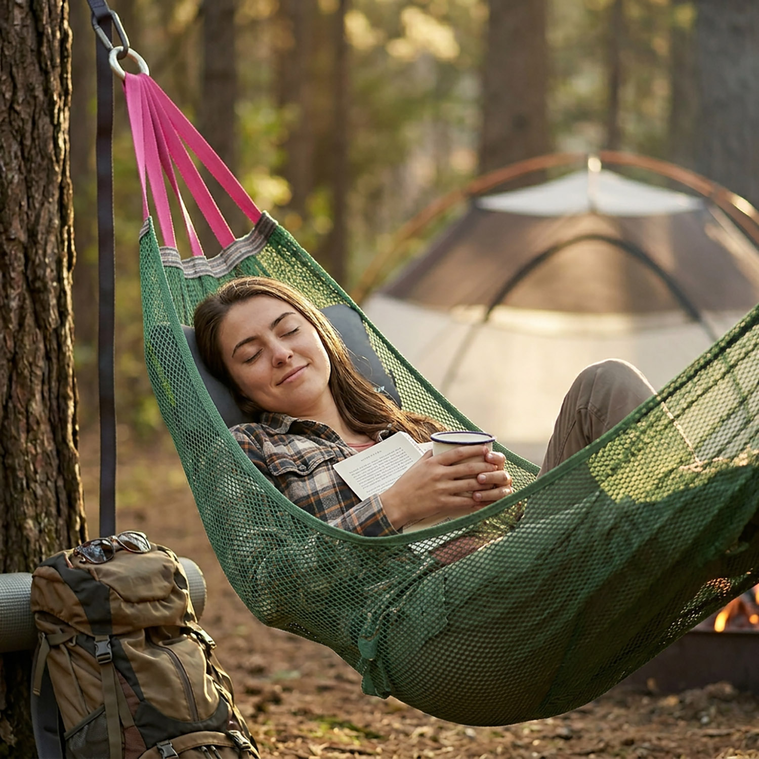 Hamak Ogrodowy Turystyczny Dwuosobowy do Ogrodu na Taras 210x140 cm Duży 6 Hamak Ogrodowy Turystyczny Dwuosobowy do Ogrodu na Taras 210x140 cm Duży - obrazek 6