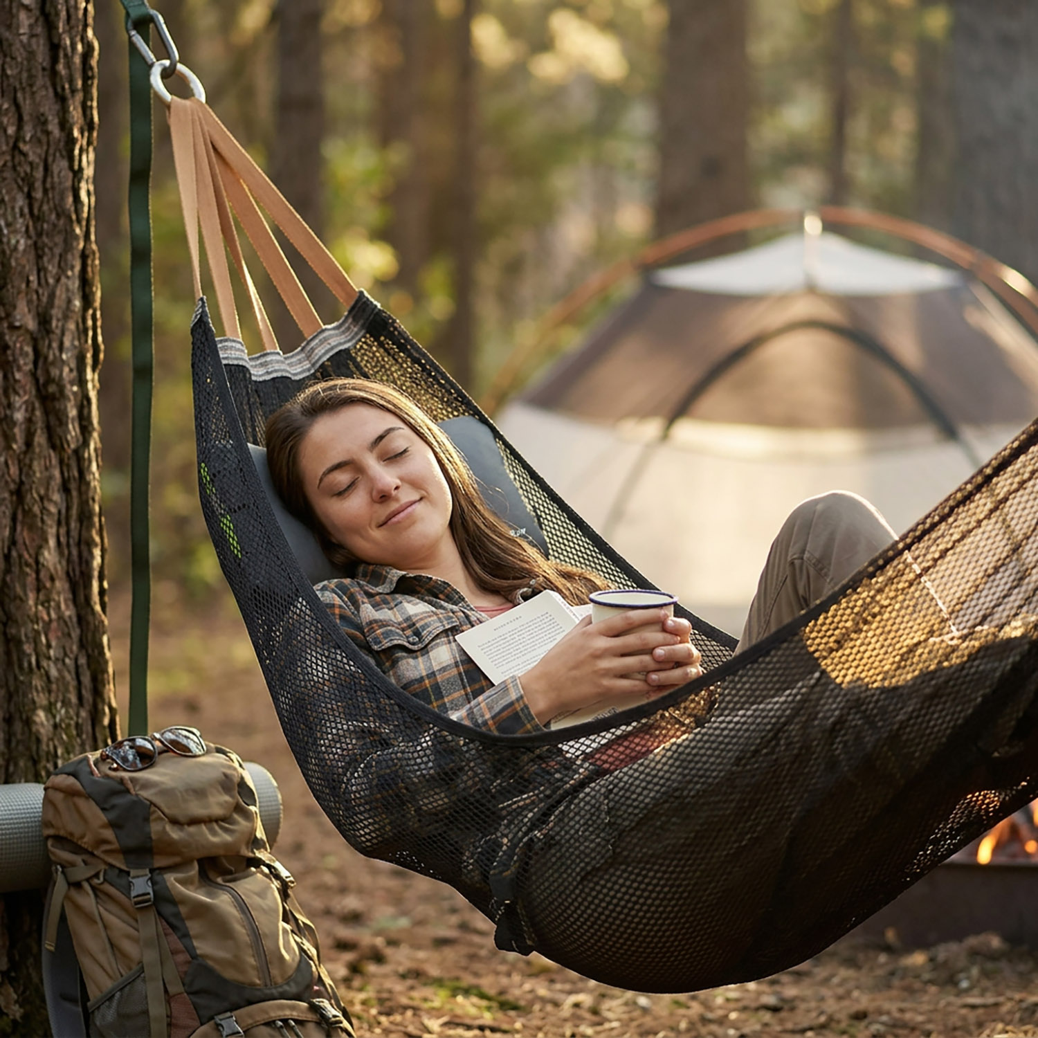 Hamak Ogrodowy Turystyczny Dwuosobowy do Ogrodu na Taras 210x140 cm Duży 4 Hamak Ogrodowy Turystyczny Dwuosobowy do Ogrodu na Taras 210x140 cm Duży - obrazek 4