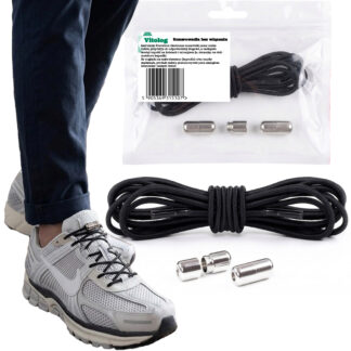 Sznurówki do Butów bez Wiązania Elastyczne Sznurowadła Czarne Gumowe 100 cm