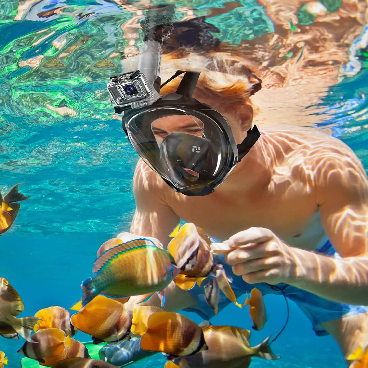 Maska Do Nurkowania Pełnotwarzowa Snorkelingu Pływania Wody Z Rurką L/XL 2 Maska Do Nurkowania Pełnotwarzowa Snorkelingu Pływania Wody Z Rurką L/XL - obrazek 2