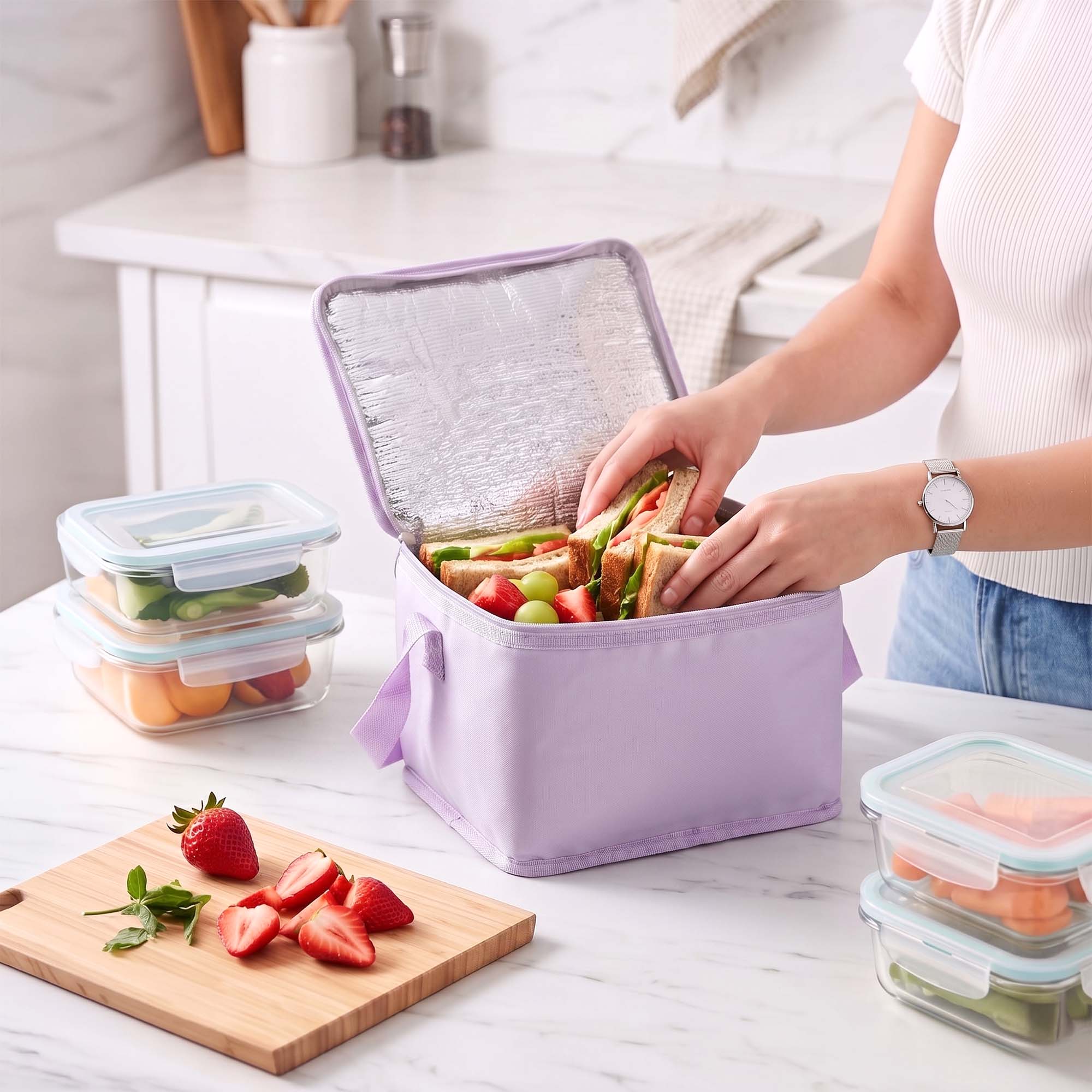 Torba Termiczna Turystyczna na Jedzenie Lunch Chłodząca Izolacyjna 4,5 L + Wkład Chłodzący 5 Torba Termiczna Turystyczna na Jedzenie Lunch Chłodząca Izolacyjna 4,5 L + Wkład Chłodzący - obrazek 5