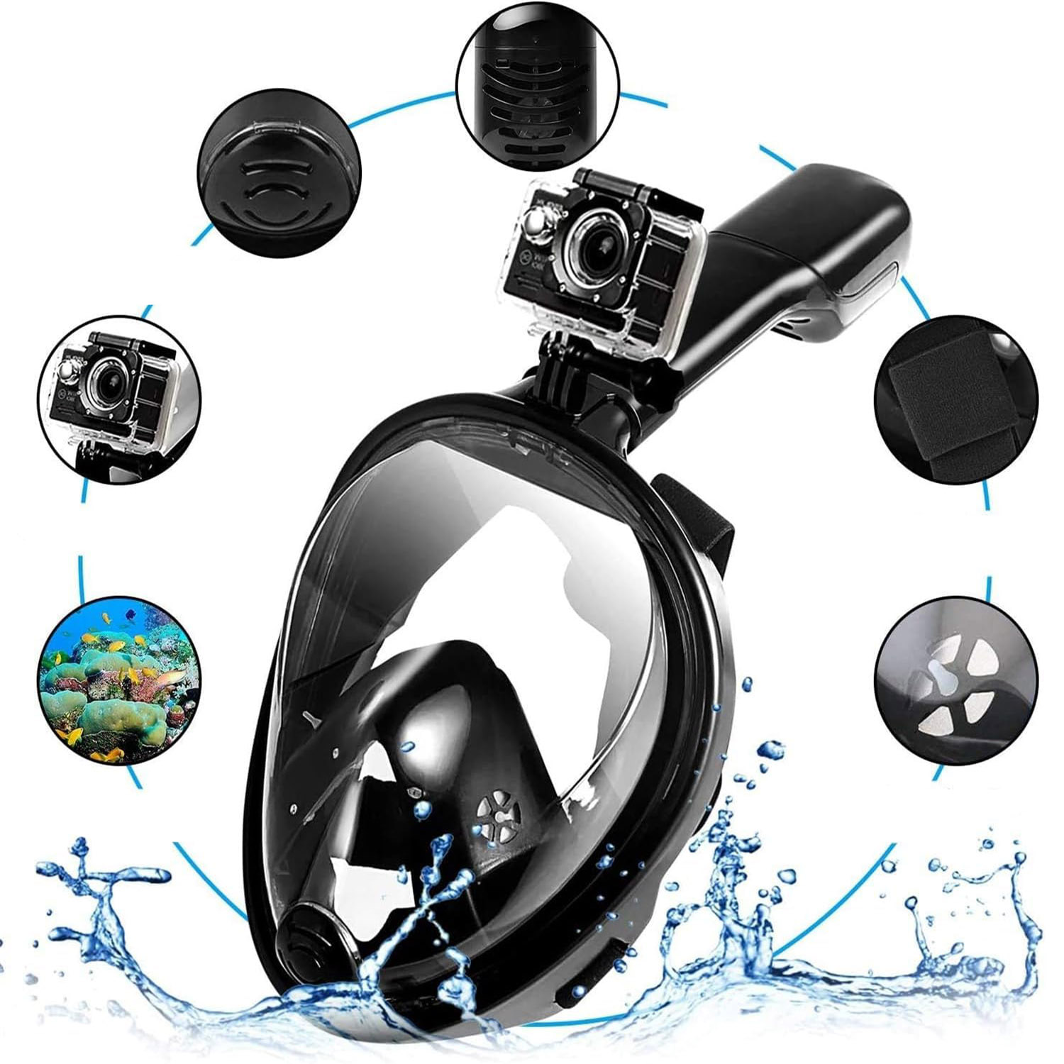 Maska Do Nurkowania Pełnotwarzowa Snorkelingu Pływania Wody Z Rurką L/XL 8 Maska Do Nurkowania Pełnotwarzowa Snorkelingu Pływania Wody Z Rurką L/XL - obrazek 8